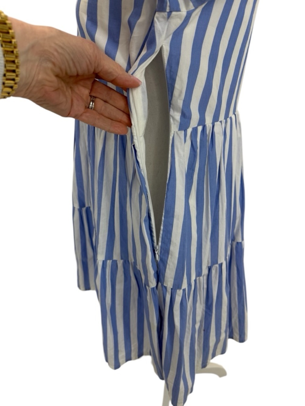 J. Crew Tiered Striped Dress XS Blue/White - Picture 10 of 16